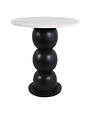 White Marble Top with Wooden Bubble Base End Table, 21 in.