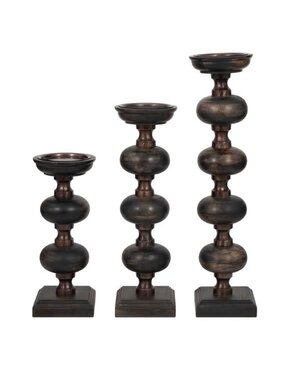 Wood Sumpter Candlestick, Black, Large, 23 in.