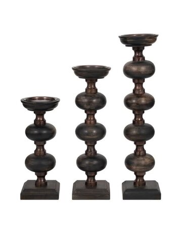 Wood Sumpter Candlestick, Black, Large, 23 in.