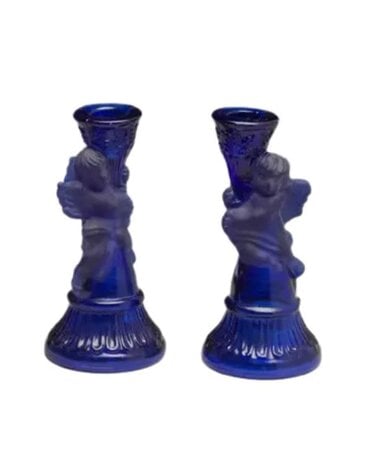 AA Importing Angel Candleholder, Blue, 6.5 in., Set of Two