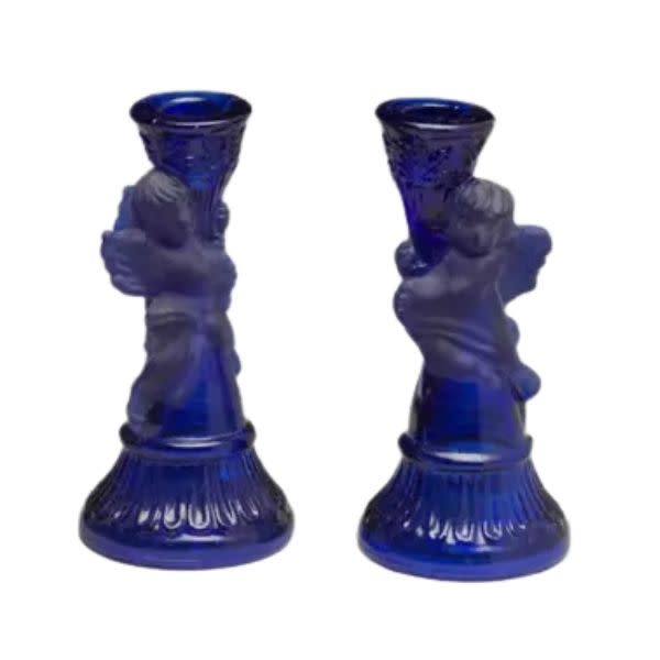 AA Importing Angel Candleholder, Blue, 6.5 in., Set of Two