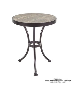 OW Lee OW Lee, Porcelain Tile Round Iron Side Table, 20 in., Furniture Available for Local Delivery or Pick Up