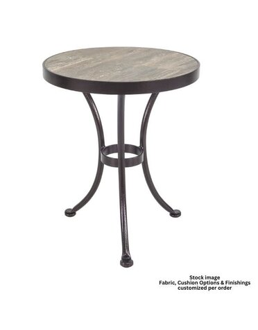 OW Lee OW Lee, Porcelain Tile Round Iron Side Table, 20 in., Furniture Available for Local Delivery or Pick Up