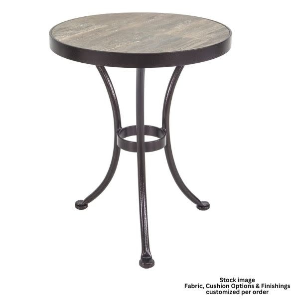 OW Lee OW Lee, Porcelain Tile Round Iron Side Table, 20 in., Furniture Available for Local Delivery or Pick Up
