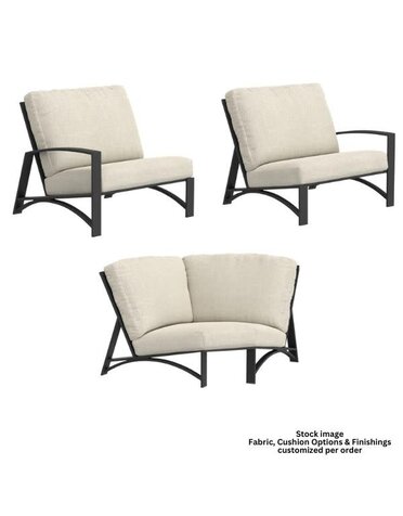 OW Lee OW Lee, Arc Sectional, 3-Pieces, Sable Finish, Chartres Truffle, 40 X 141 X 38.25, Furniture Available for Local Delivery or Pick Up