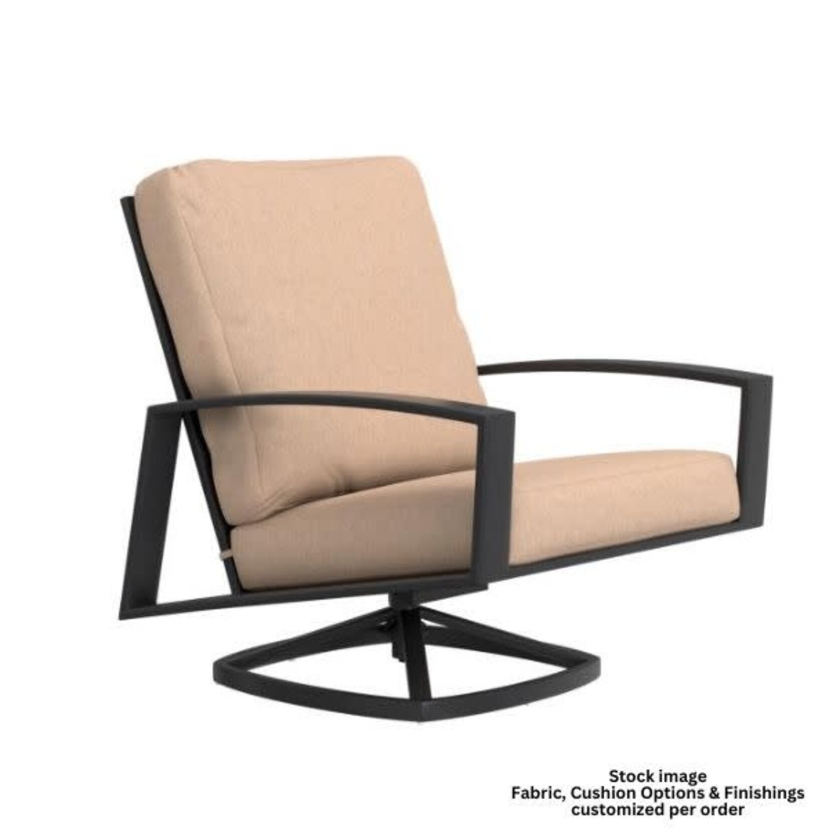 OW Lee OW Lee, Arc Swivel Rocker Lounge Chair, Sable Finish, Lacework Stone, 64.75 X 29.75 X 37.5
