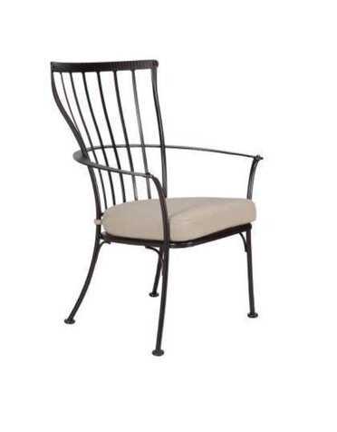 OW Lee OW Lee, Monterra Dining Arm Chair with Back Cushion, Copper Creek Finish, Beckon Shell, 29.75 X 24.75 X 40.25, Furniture Available for Local Delivery or Pick Up