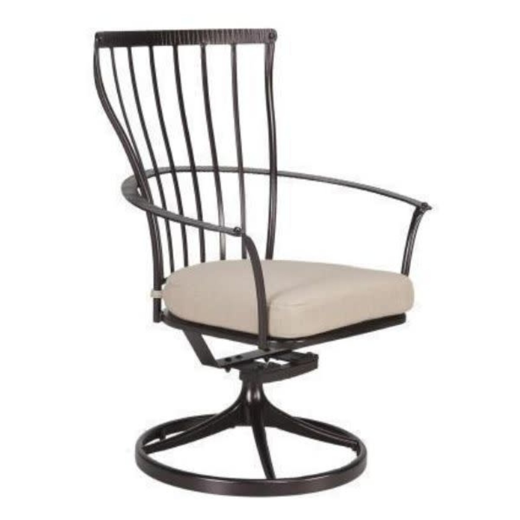 OW Lee OW Lee, Monterra Dining Swivel Rocker Arm Chair with Back Cushion, Copper Creek Finish, Beckon Shell, 29.75 X 24.75 X 40.25