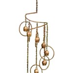 Ancient Graffiti Flamed Circle Spiral Mobile with Bells