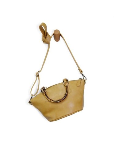 Joy Susan Millie Basket Crossbody, Tan with Bamboo Handle