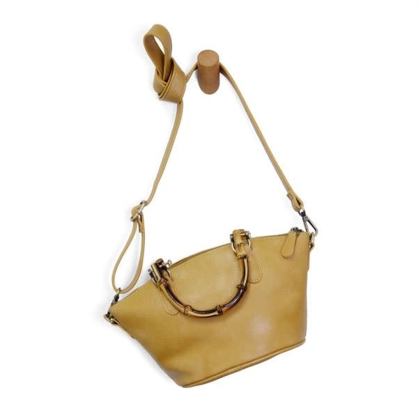 Joy Susan Millie Basket Crossbody, Tan with Bamboo Handle