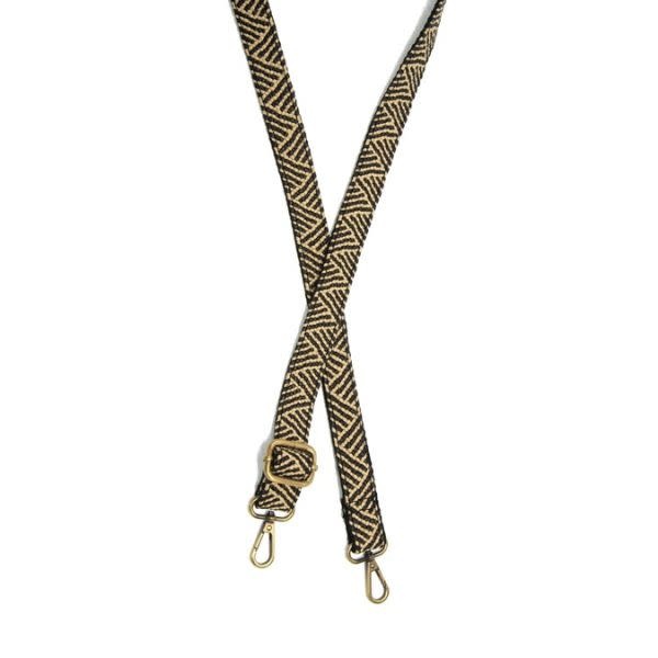 Joy Susan Woven Pyramids Guitar Strap, Black and White