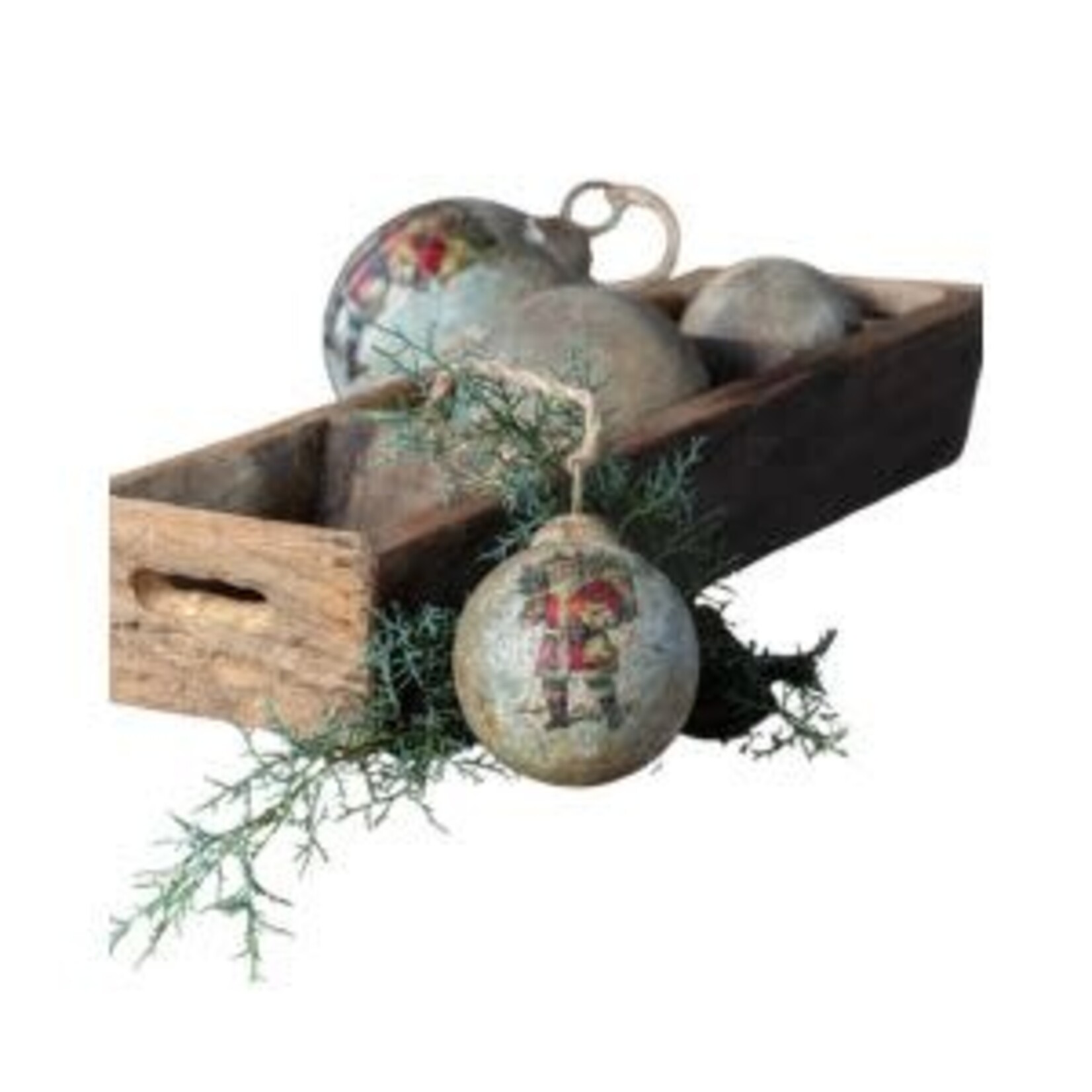 Santa Bearing Gifts Ball Ornament, 4 in.