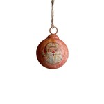 Red Nosed Santa Metal Ball Ornament, 4 in.