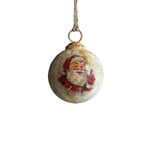Happy Santa Metal Ball Ornament, 4 in.