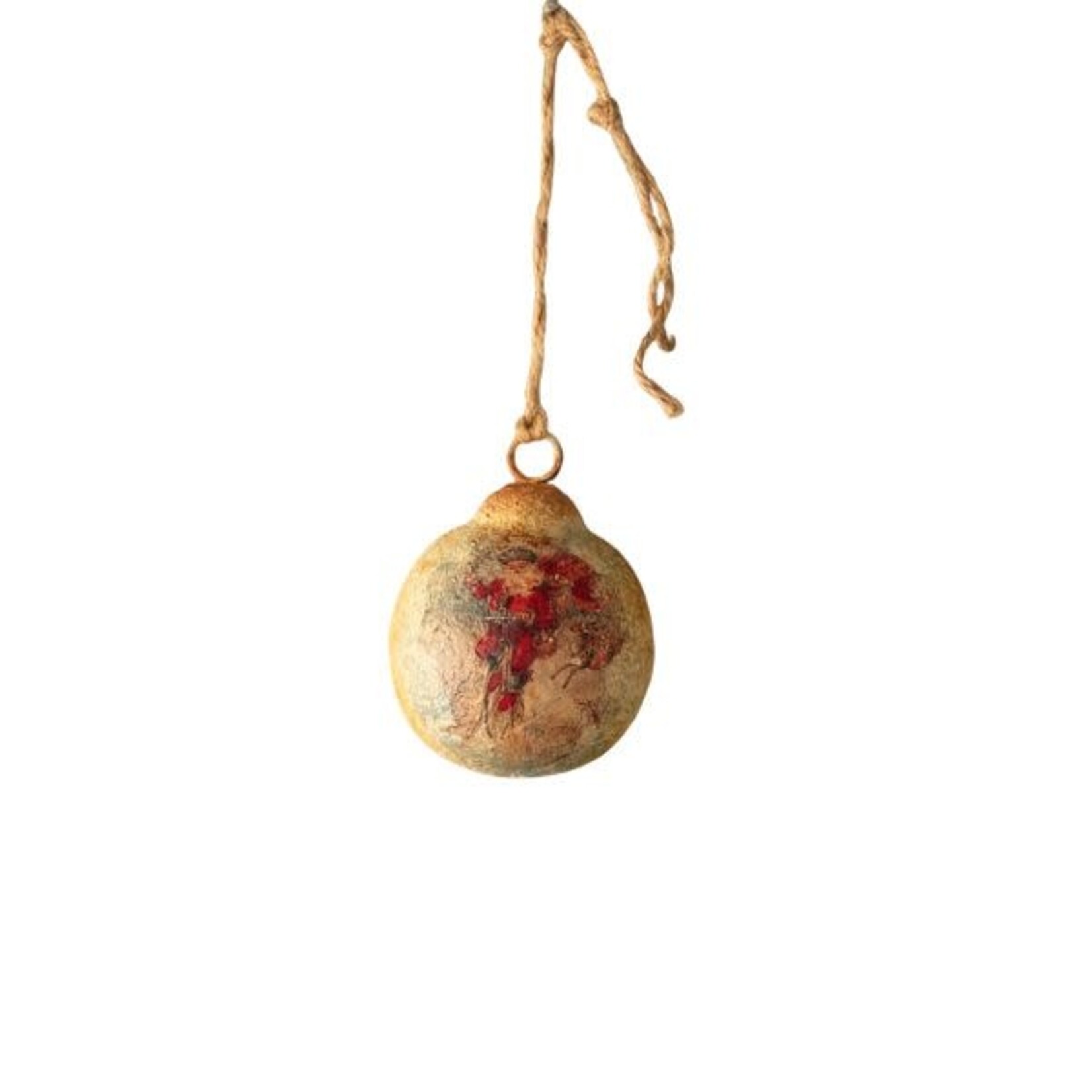 Whimsical Santa Metal Ball Ornament, 4 in.