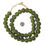 Olive Green Recycled Glass Beads, 18 mm