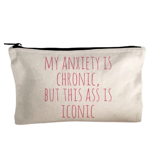 Moonlight Makers Funny Canvas Zipper Pouch, Anxiety Chronic, Ass Iconic