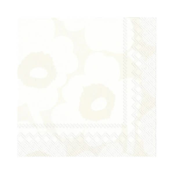 Paper Cocktail Napkin, 20 Ct, Unikko White Grey Marimekko