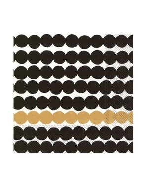 Paper Cocktail Napkin, 20 Ct, Marimekko Rasymatto Blk Gld