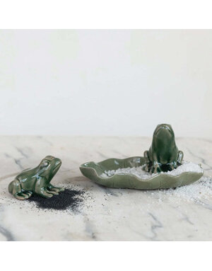 Frog Salt & Pepper Shakers with Tray