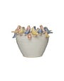 Planter with Colorful 3D Birds on Rim, 7.5"Rnd