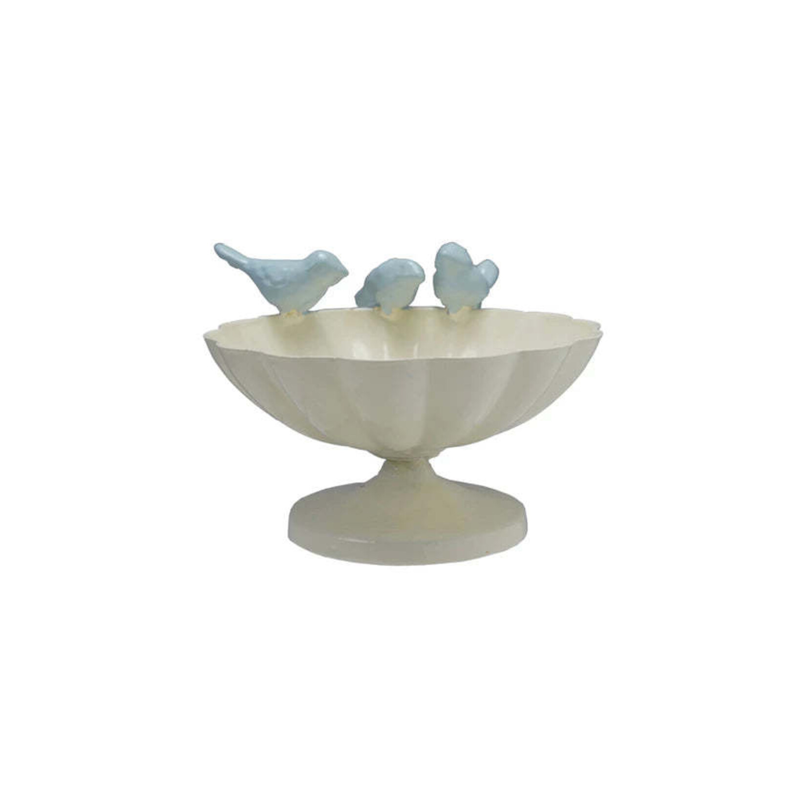 Metal Scalloped Bowl w/ Cast Iron Birds, 6"