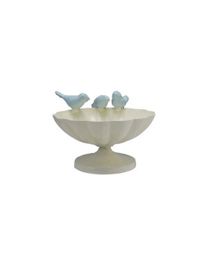 Metal Scalloped Bowl w/ Cast Iron Birds, 6"