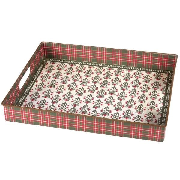 Primitives by Kathy Floral Block Print Tray, 12.3 x 15.8 x 2.5 in.