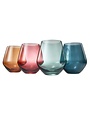 Khen Pastel Colored Stemless Crystal Wine Glasses, 16 oz., Set of 4