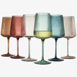 Khen Ribbed Colored Wine Glasses, Muted,  Set of 6, 10 oz., Set of 6