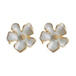 Ellemadera French Enamel Gardenia Stud Earrings