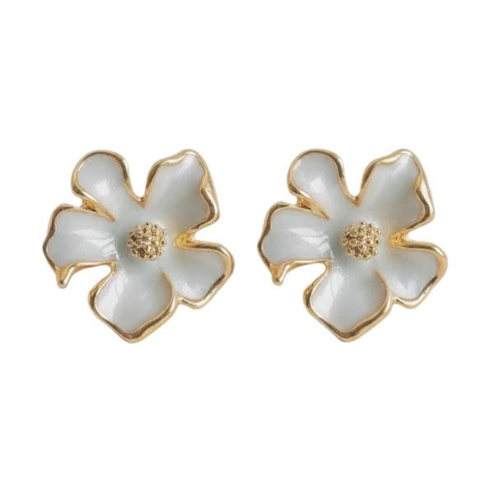 Ellemadera French Enamel Gardenia Stud Earrings
