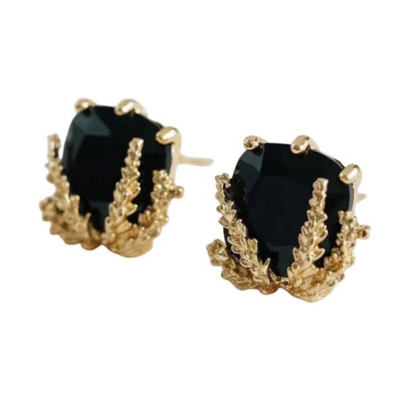 Ellemadera Geometric Black Gold Drop Earrings
