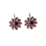 Ellemadera Enamel Flower Stud Earrings, Purple