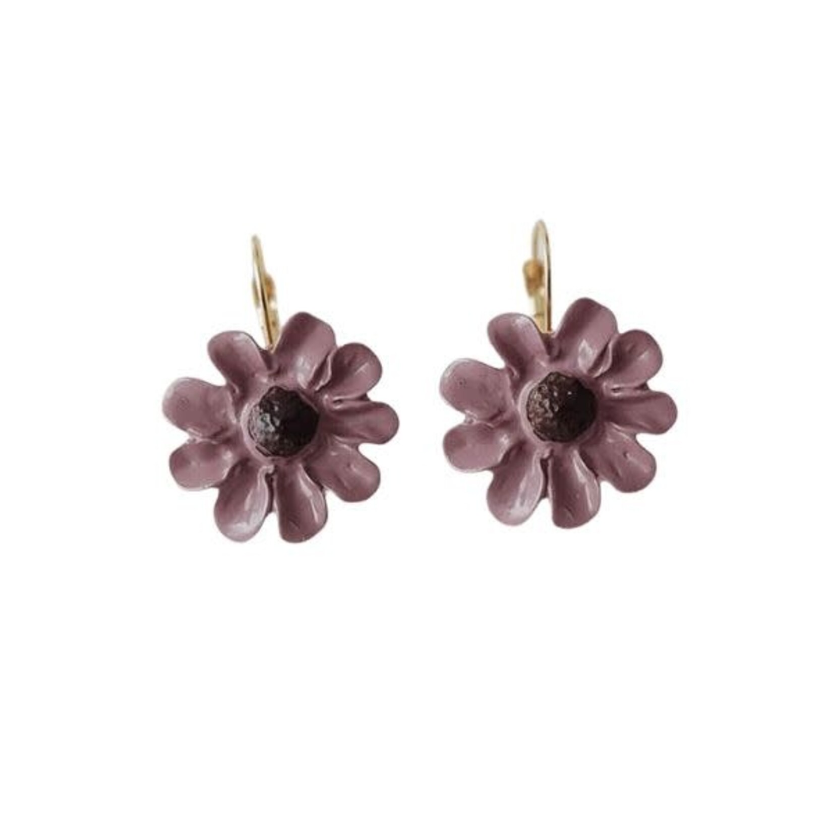 Ellemadera Enamel Flower Stud Earrings, Purple