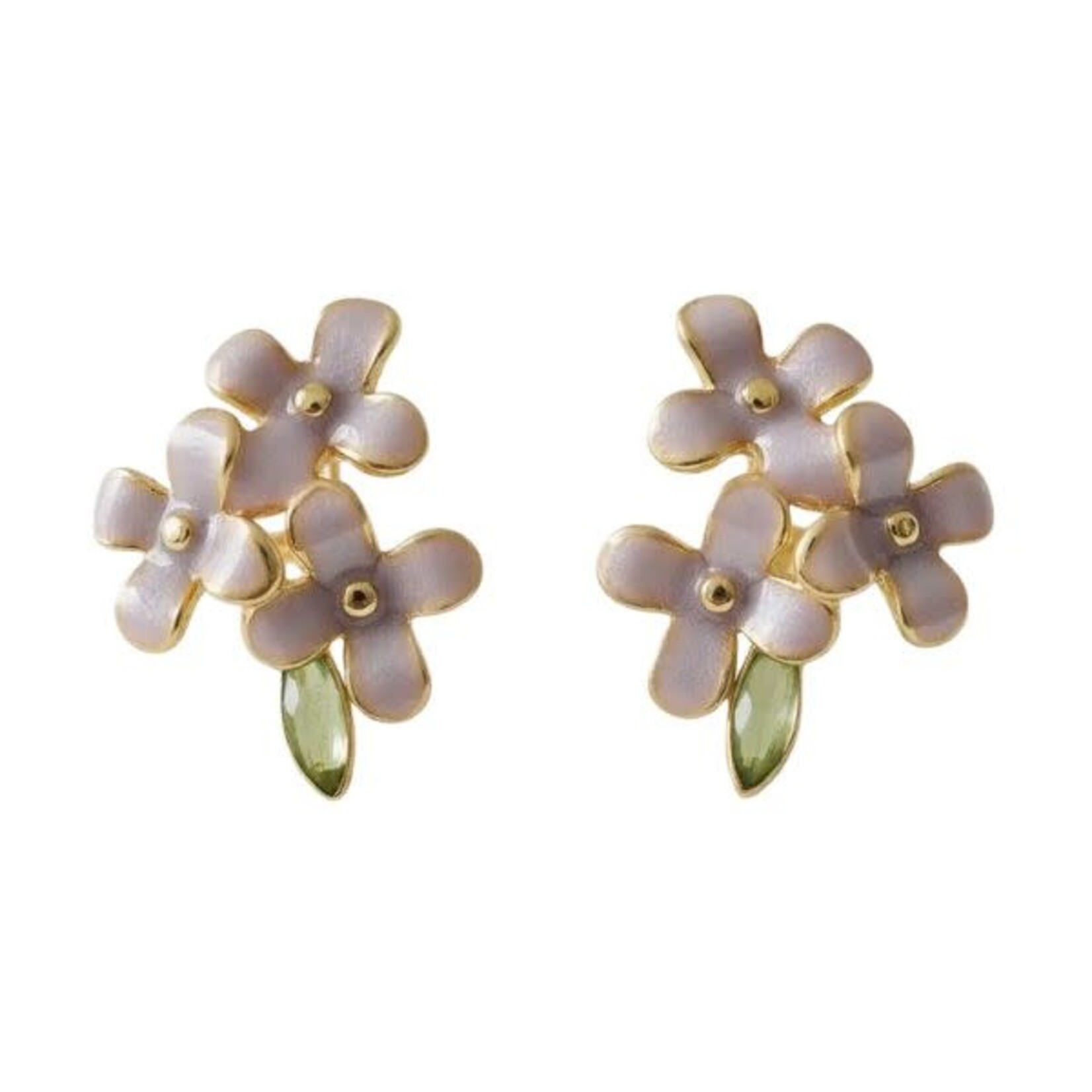 Ellemadera Purple Flower Enamel Stud Earrings