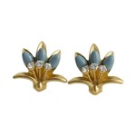 Ellemadera Vintage Floral Drop Earrings with Blue Accents
