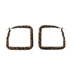 Ellemadera Leopard Print Square Hoop Earrings