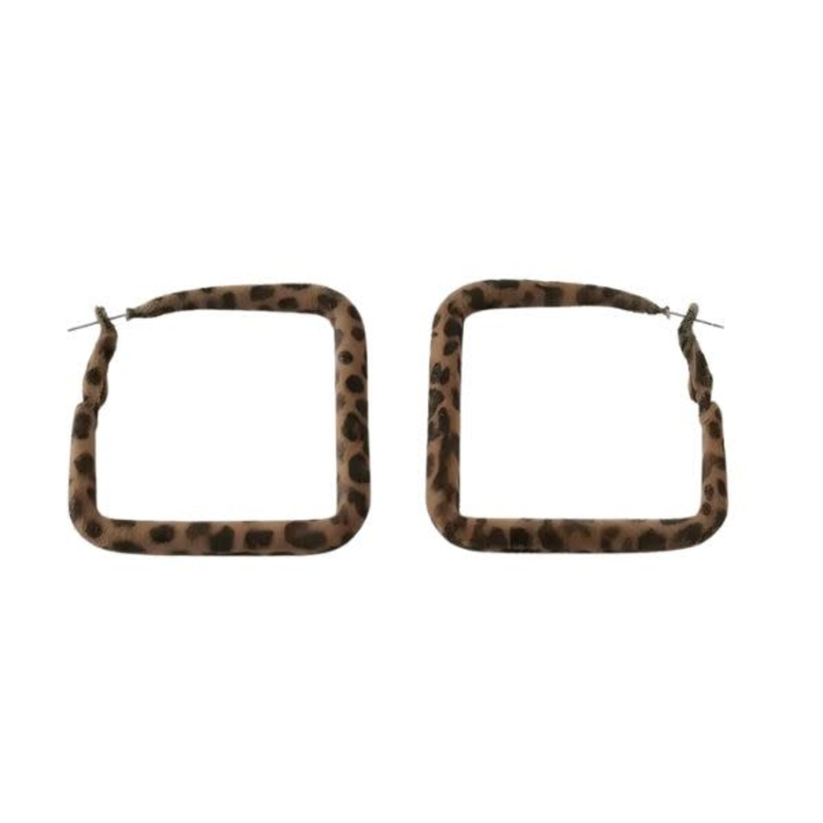 Ellemadera Leopard Print Square Hoop Earrings