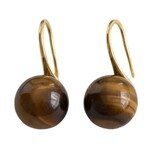 Ellemadera Round Tiger's Eye Stud Earrings, 0.4 in.