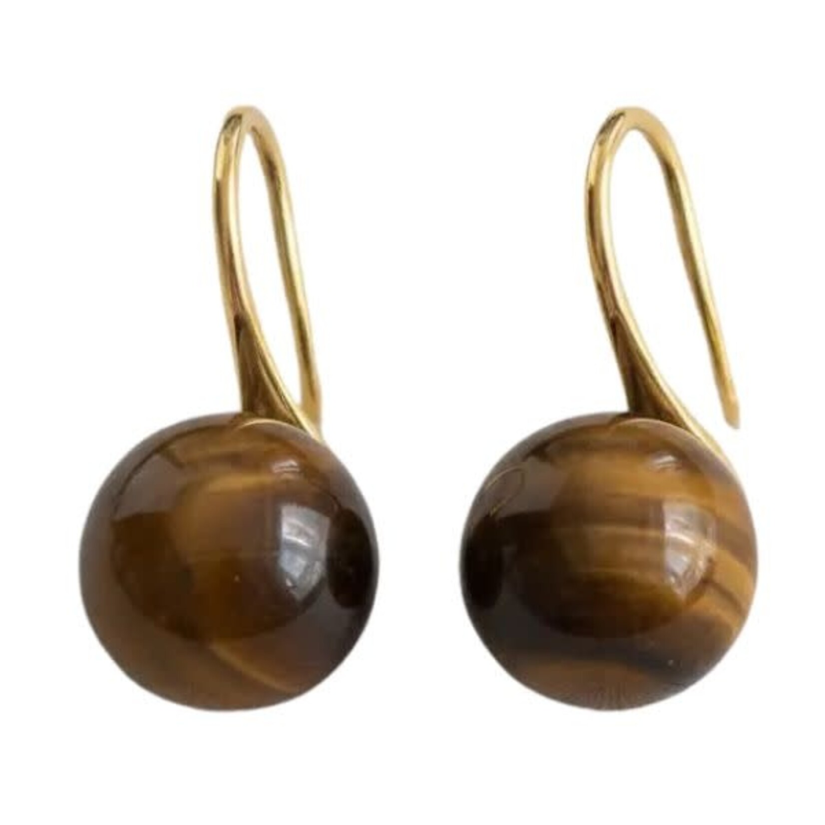 Ellemadera Round Tiger's Eye Stud Earrings, 0.4 in.