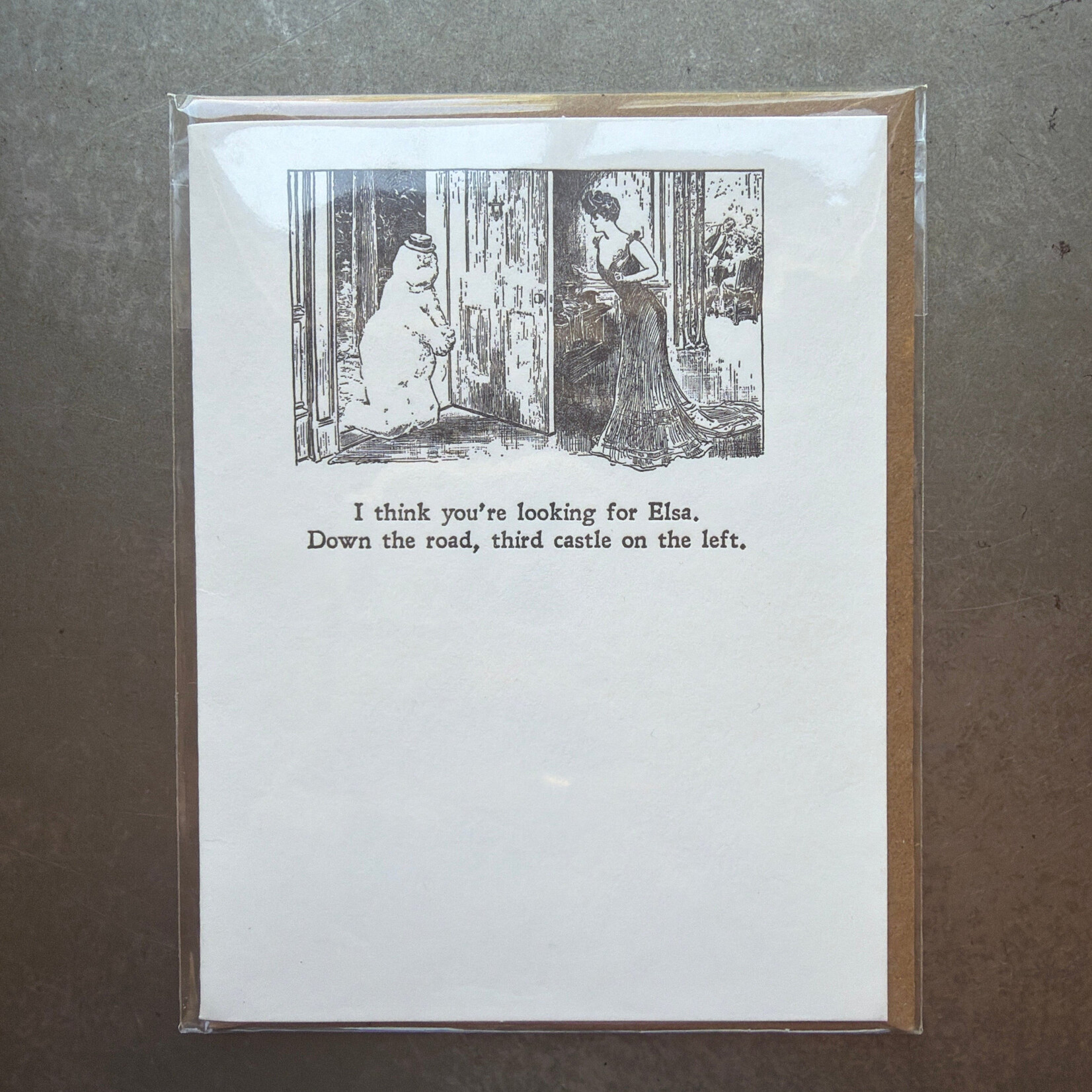 Gibson Girl Looking for Elsa Letterpress Greeting Card