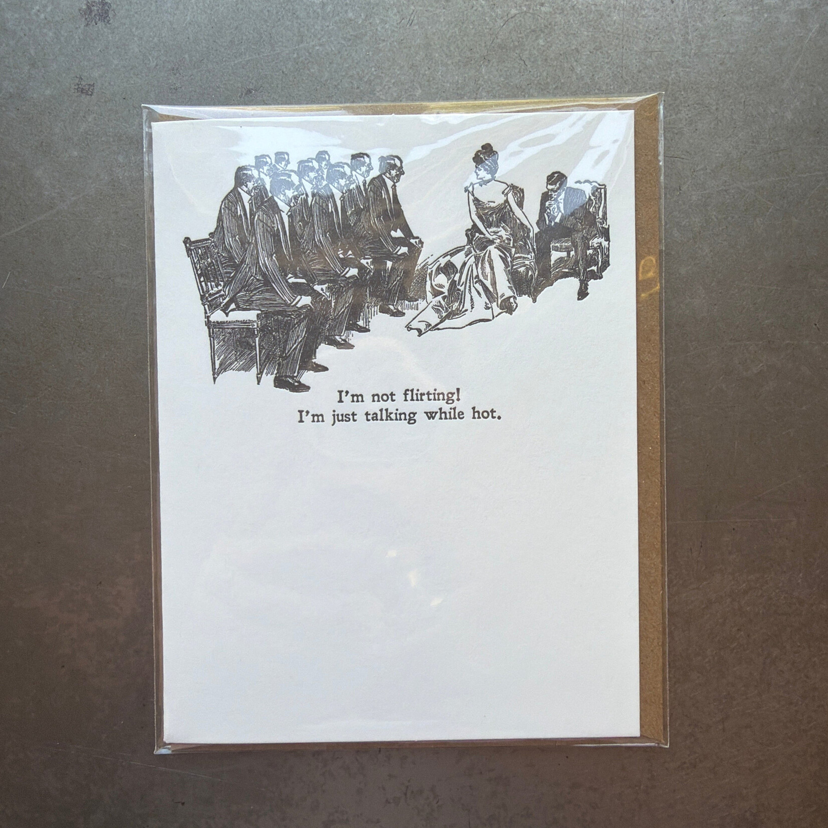 Gibson Girl Flirting Letterpress Greeting Card