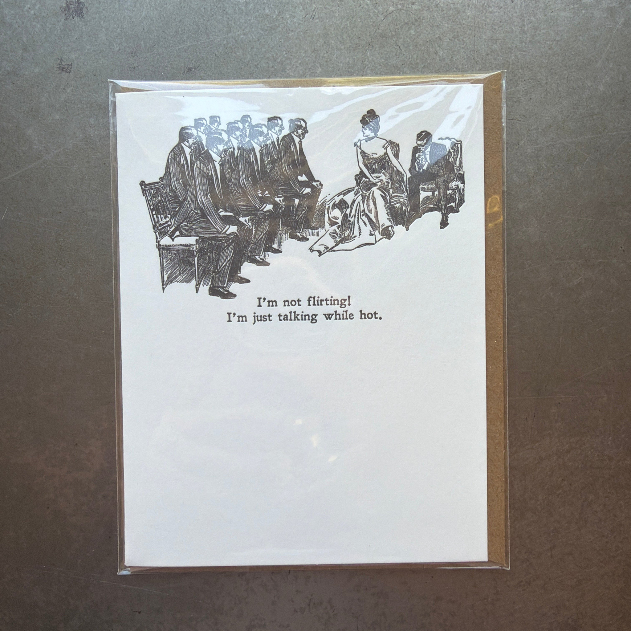 Gibson Girl Flirting Letterpress Greeting Card