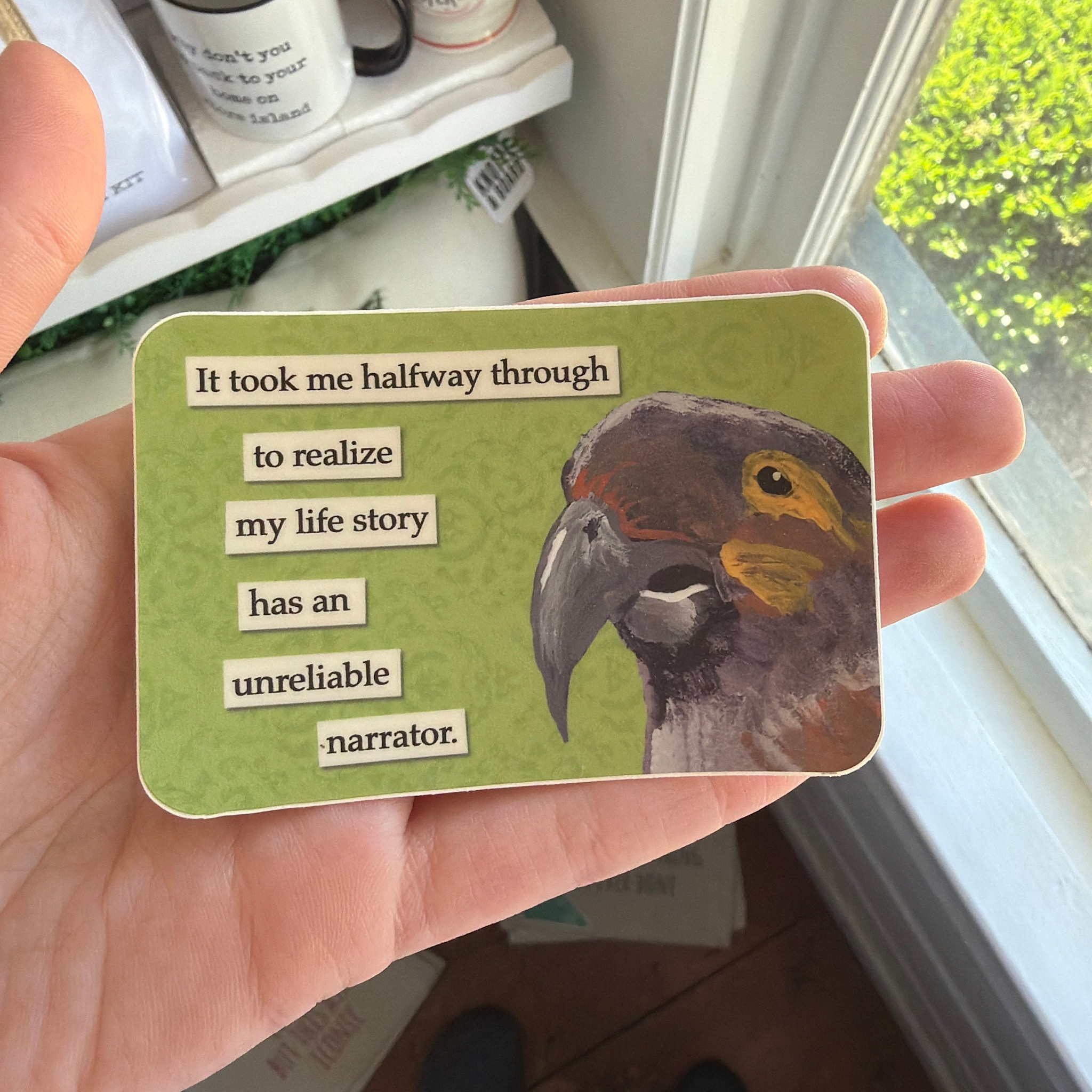 The Mincing Mockingbird Vinyl Sticker, Unreliable Narrator