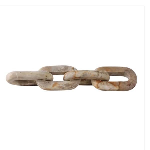 Marble 4-Link Chain Sculpture, Ivory/Beige 14 in.