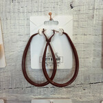 Ellemadera Vintage Red Oval Drop Hoop Earrings