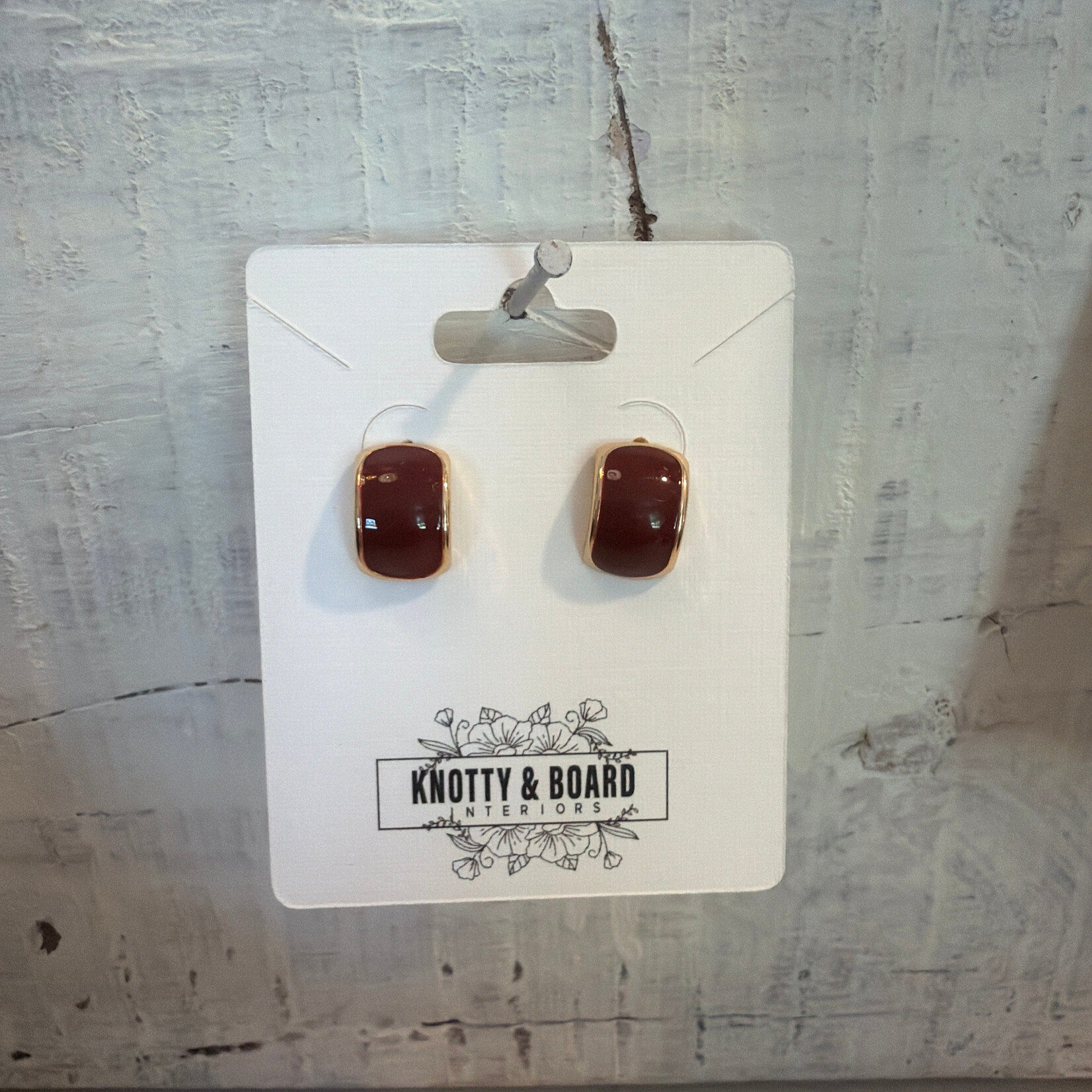 Ellemadera Geometric Vintage Red Drop Earrings