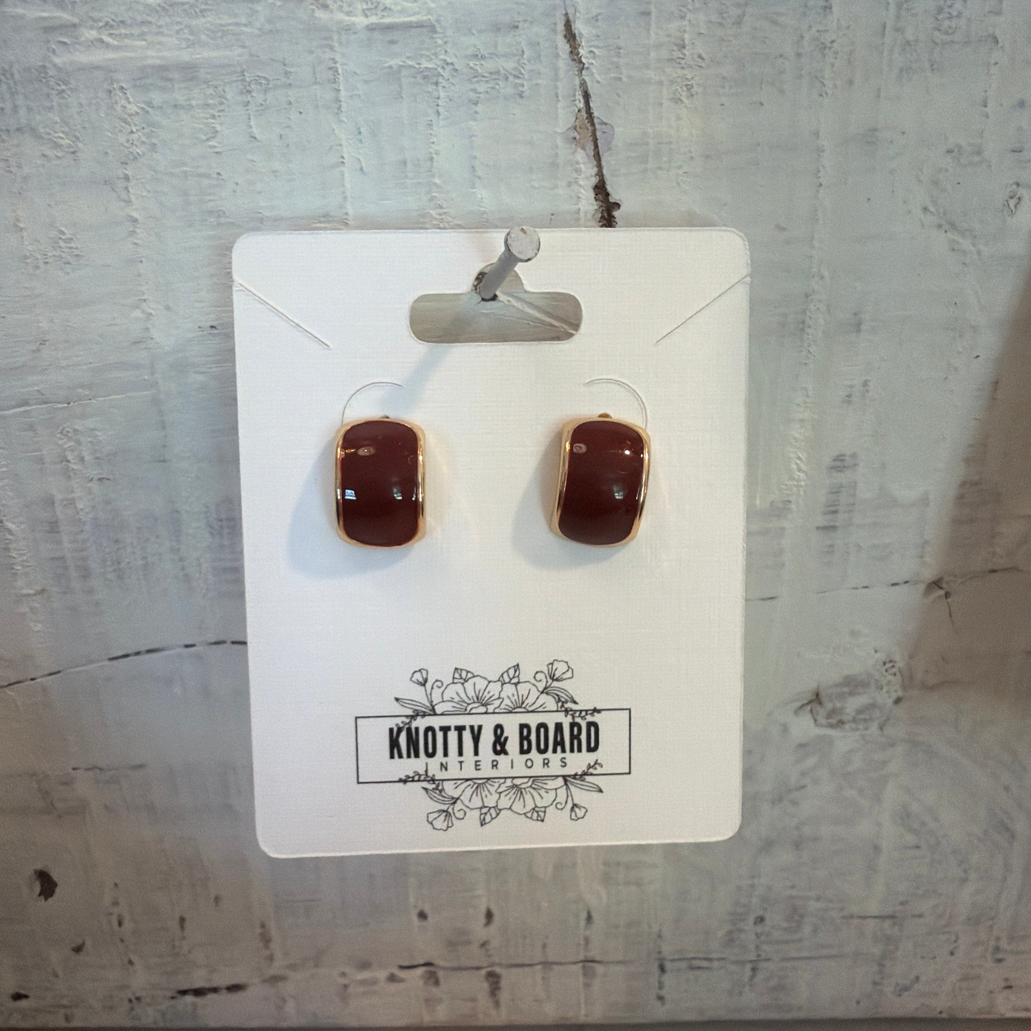 Ellemadera Geometric Vintage Red Drop Earrings